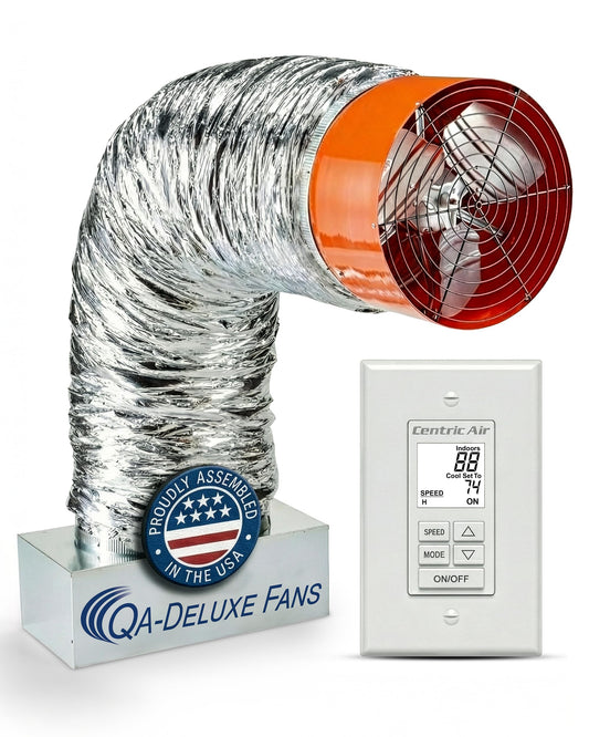 QA-Deluxe 4800 ECM Energy Efficient Whole House Fan | Low Voltage Plug & Play, 3-Speed Wall Switch with Temp & Timer | Removable Grill –10-Year Warranty –Up to 2800 sq ft (2-Story)&1900 sqft 1-Story