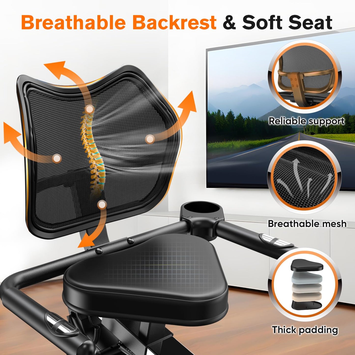 pooboo Recumbent Exercise Bike, Stationary Bikes for Home with Arm Exerciser, Magnetic Recumbent Bike with Ergonomic Backrest & Comfortable Seat, Smart APP, Pulse Sensor, 400LBS Weight Capacity