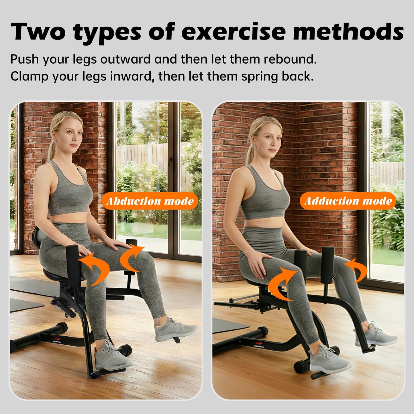 Leikefitness Hip Abductor and Thigh Exercise Machine, Compact Glute Trainer with Thickened Spring, Adjustable 360-Degree Leg Pads for Home Gym Workouts