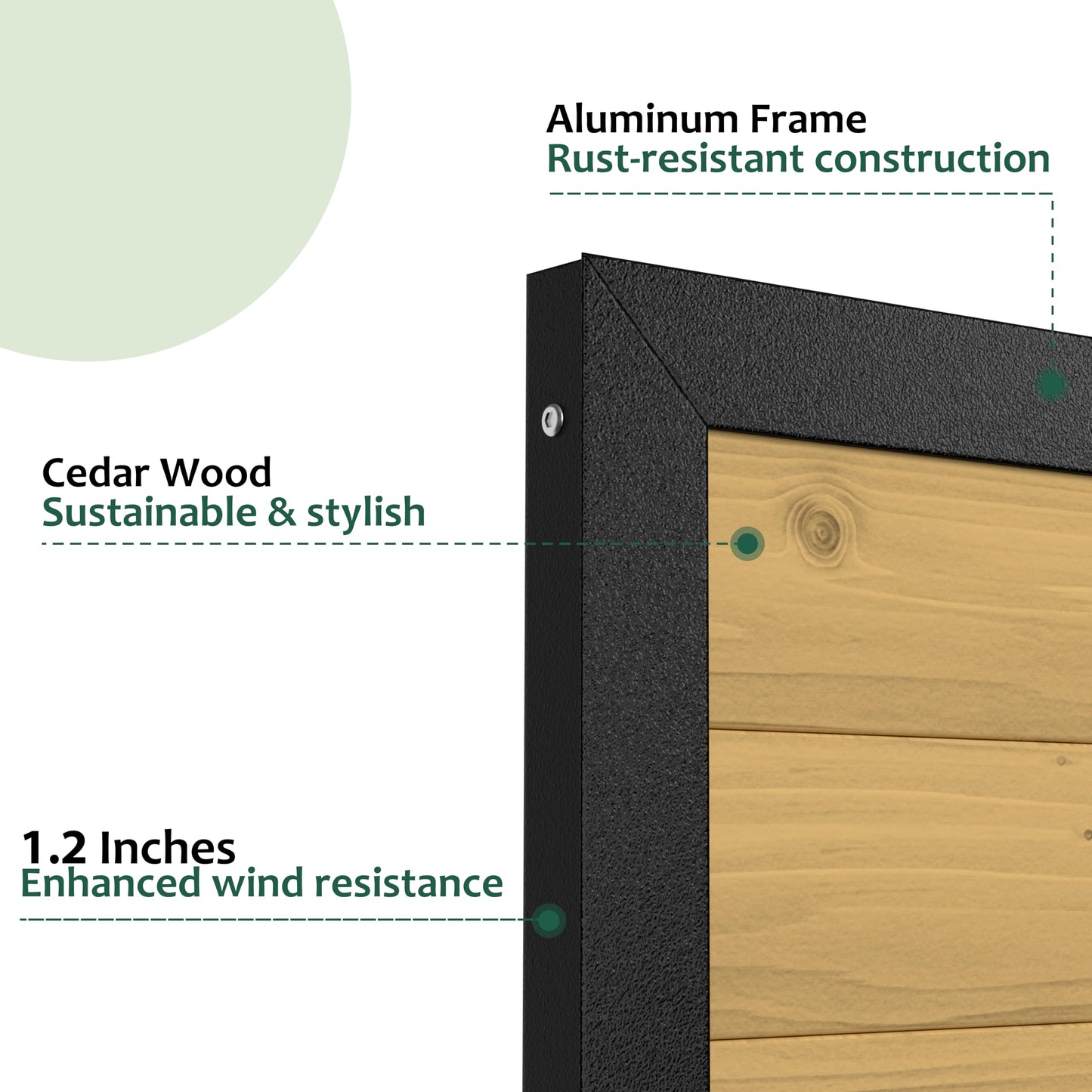 Yardenaler 4 x 6 FT Outdoor Privacy Fence Gate, Cedar Wood Privacy Gate Kit with Aluminum Frame, Garden Gates for Outside with Caster Wheel & Lockable Handle for Garden Yard Pool Entrance, Natural