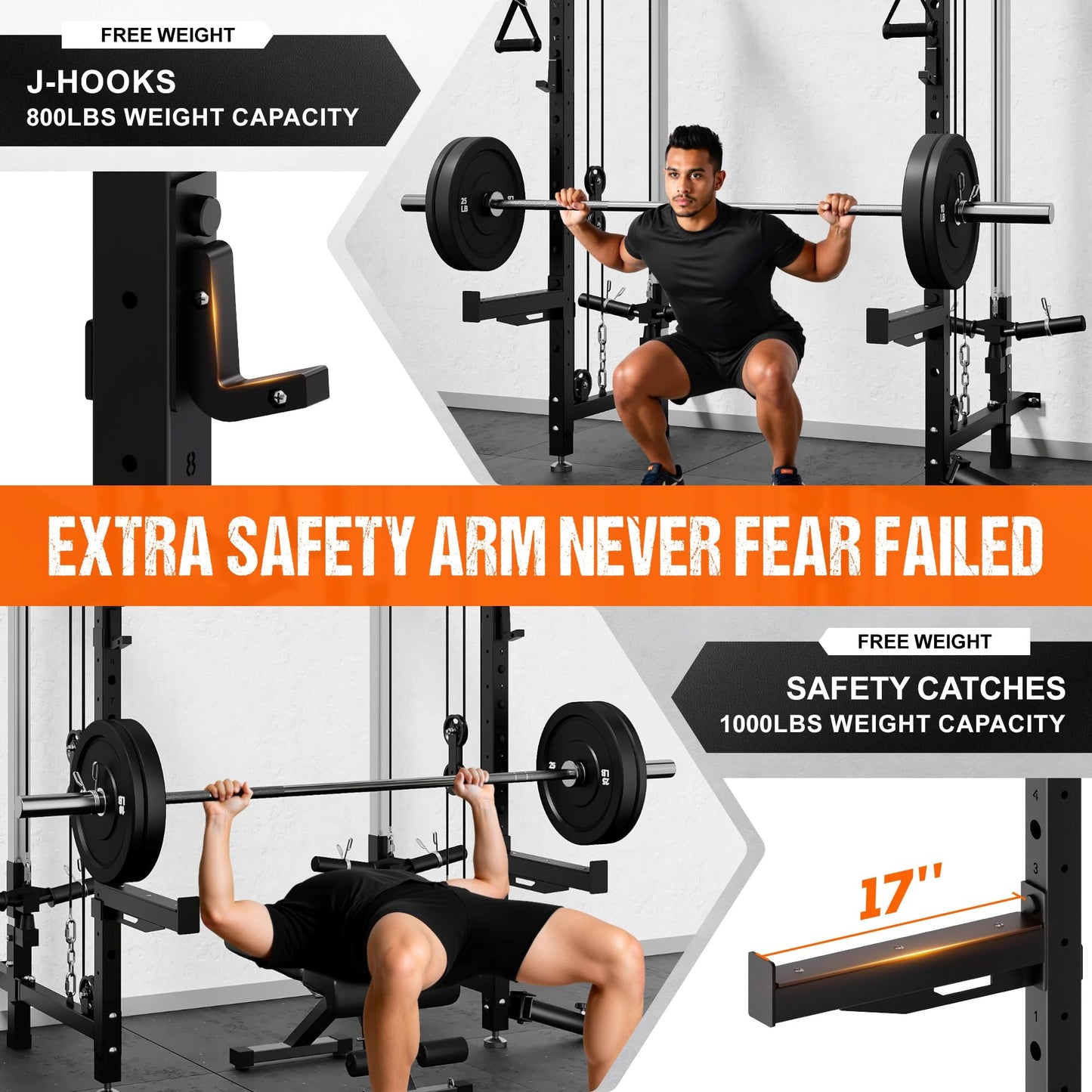 Goimu WM3-V4 Folding Squat Rack, Wall Mounted Power Rack with Dual Independent Pulley System, Functional Trainer with 5 Adjustable Function Modes for Space Saving (WM3 Bundle Black)