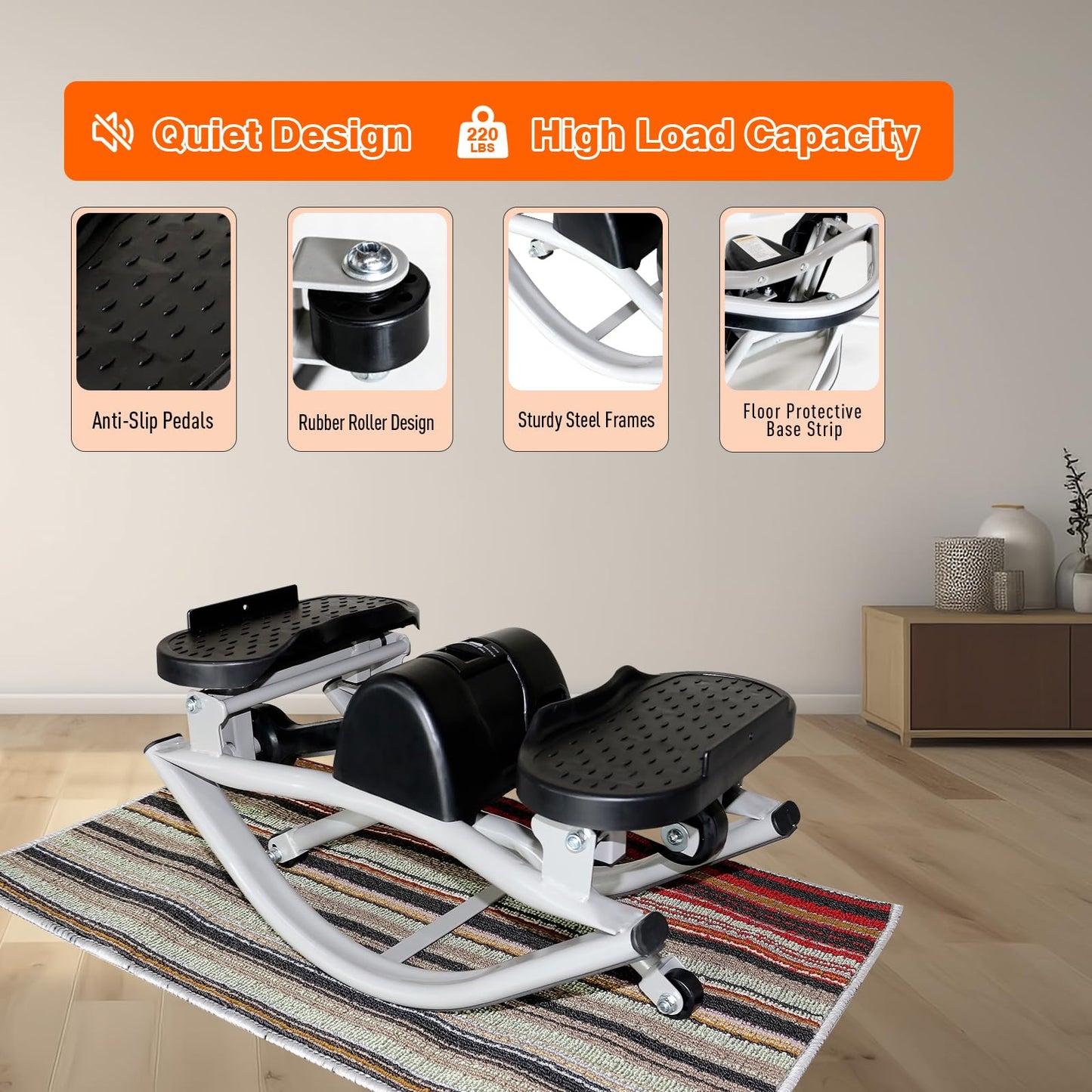 Rock Stepper Side to Side,Steppers for Exercise at Home with Digital Display,Workout Equipment for Home,Apartment and Office. Stepper Exercise Machine for Exercise Fitness Stepper for Arms,Legs