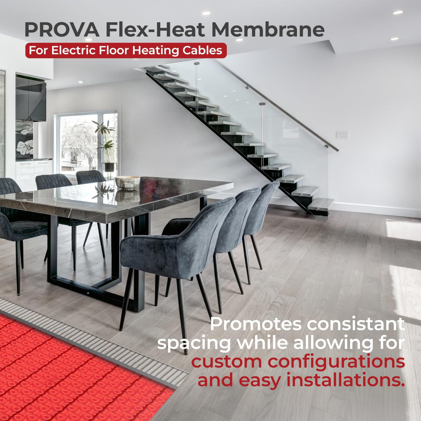LuxHeat Prova Flex-Heat Uncoupling Membrane 161 sqft, Made for Electric Radiant Floor Heat Systems, Provides Heated Flooring Under Tile, Vinyl, Laminate, Membrane for Waterproofing Flooring