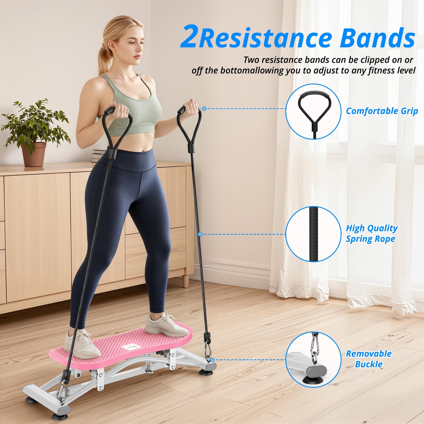 RYGEO Balance Board with Resistance Bands, Versatile Rocking Stepper, Wobble Board Featuring LCD Monitor, 332 lbs High-Capacity Ski Twister Trainer for Full Body Exercise at Home