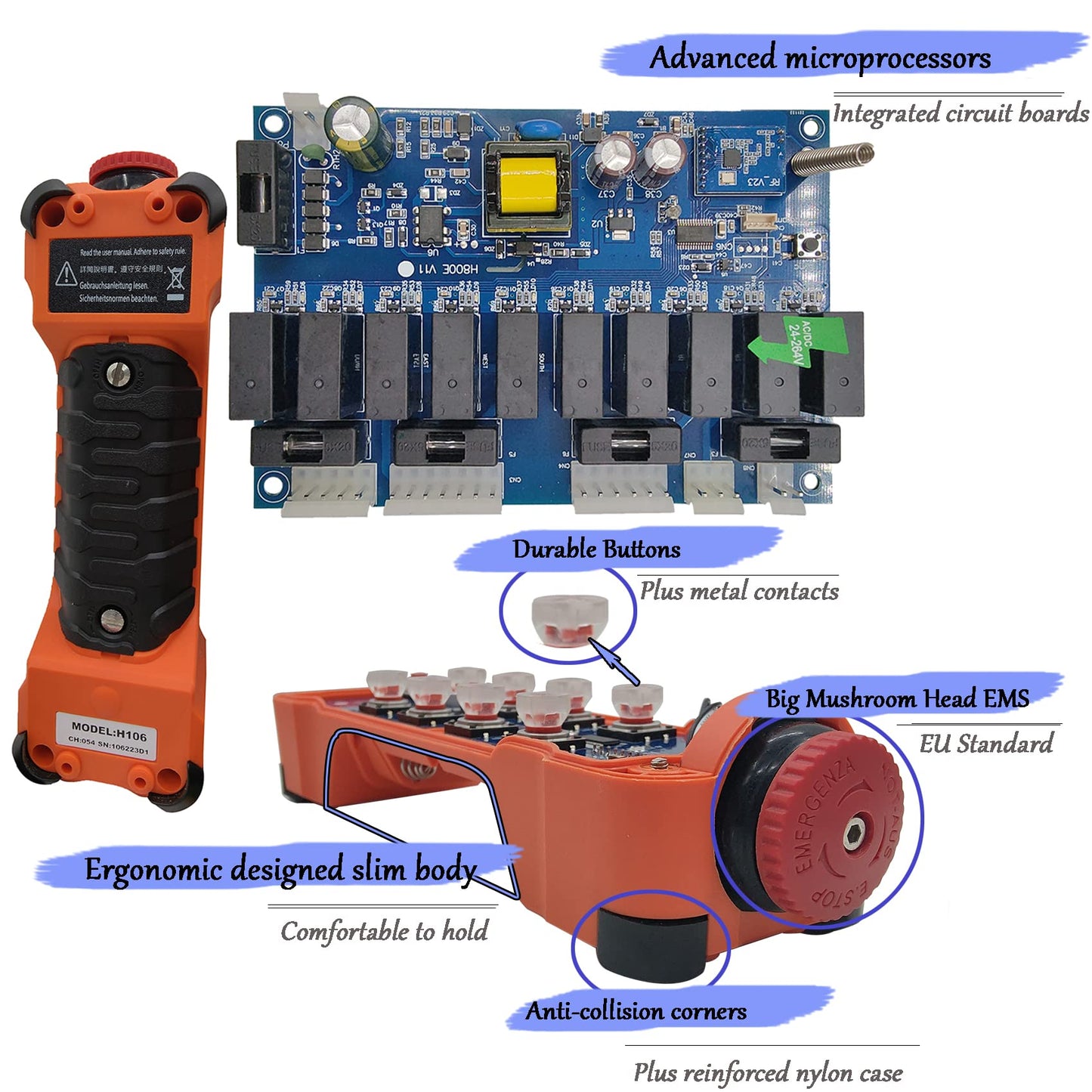 Crane Wireless Remote Control Industrial Hoist Overhead Bridge Crane Controller 8 Channel Button 2 Transmitters 110V 220V 380V Receiver