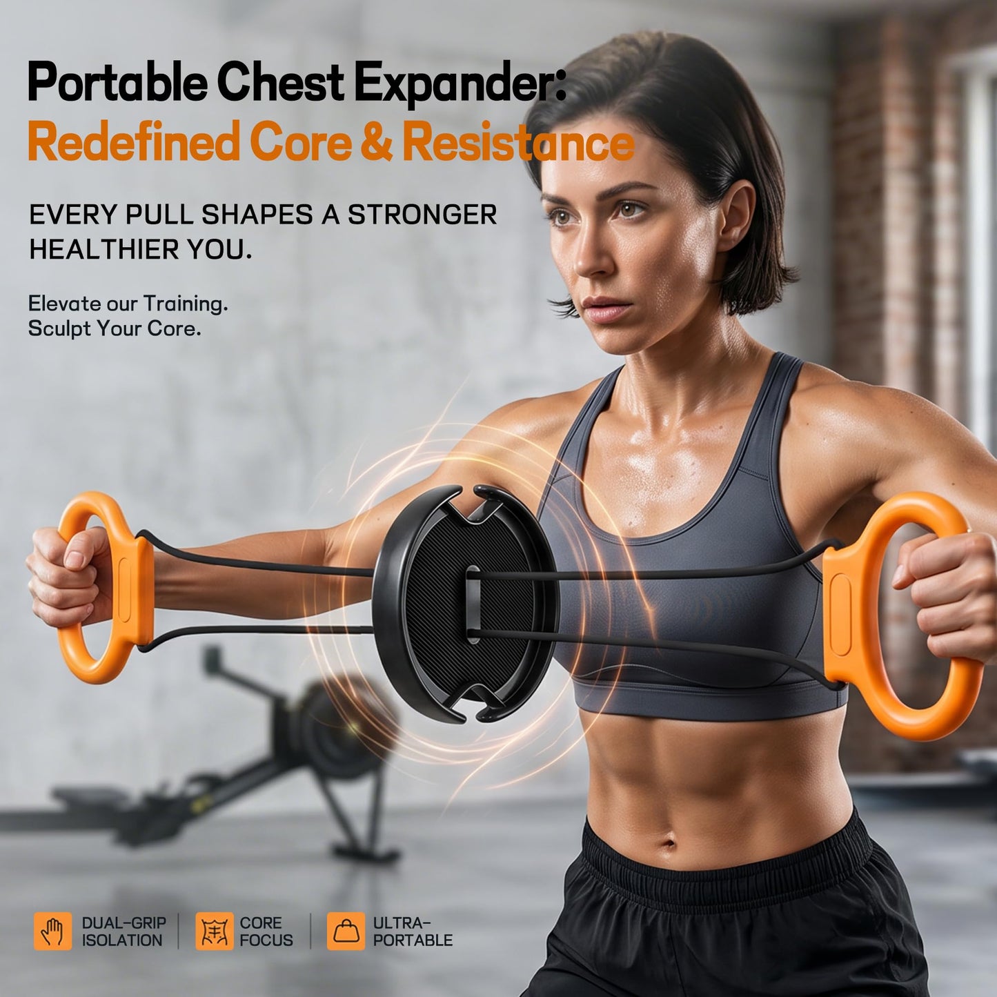 Hiaaop Portable Chest Expander and Upper Body Workout Equipment, Adjustable Resistance Band with Twisting Tension Dial, Arm Exerciser and Chest Fly Machine for Home Gym Strength Training