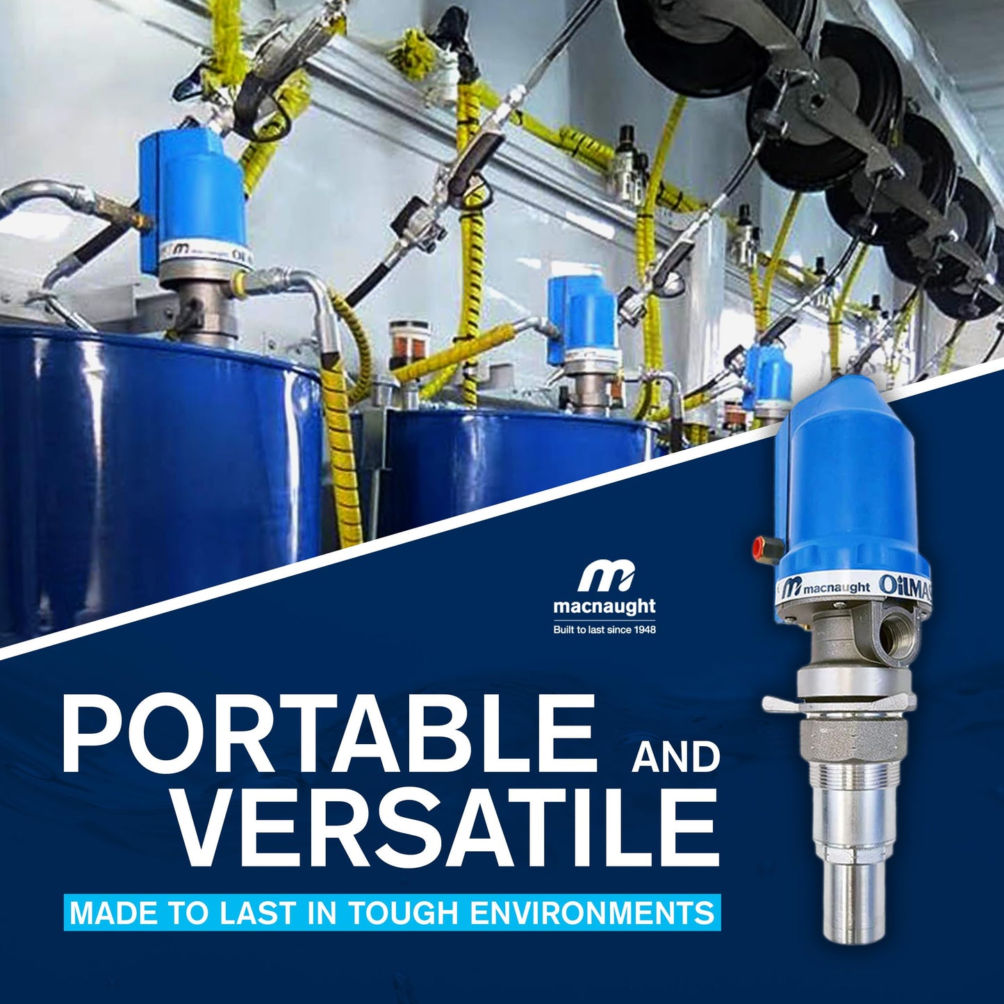 Macnaught 3:1 Ratio Air Operated Oil Transfer Pump. For gear oils up to SAE140, ATF, hydraulic & anti-freeze/anti-boil (Not for Gasoline or Diesel)