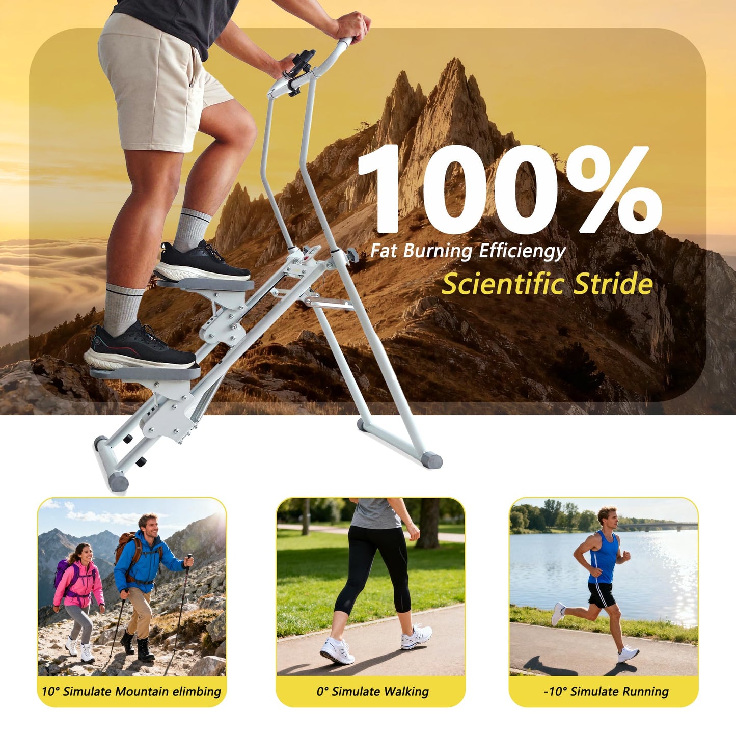EAGWON Stair Stepper, Vertical Climber for Home Gym, Compact Folding Full-Body Cardio Machine with Extended Step Range, Adjustable Handlebar & Pedals, Suitable for Women & Men