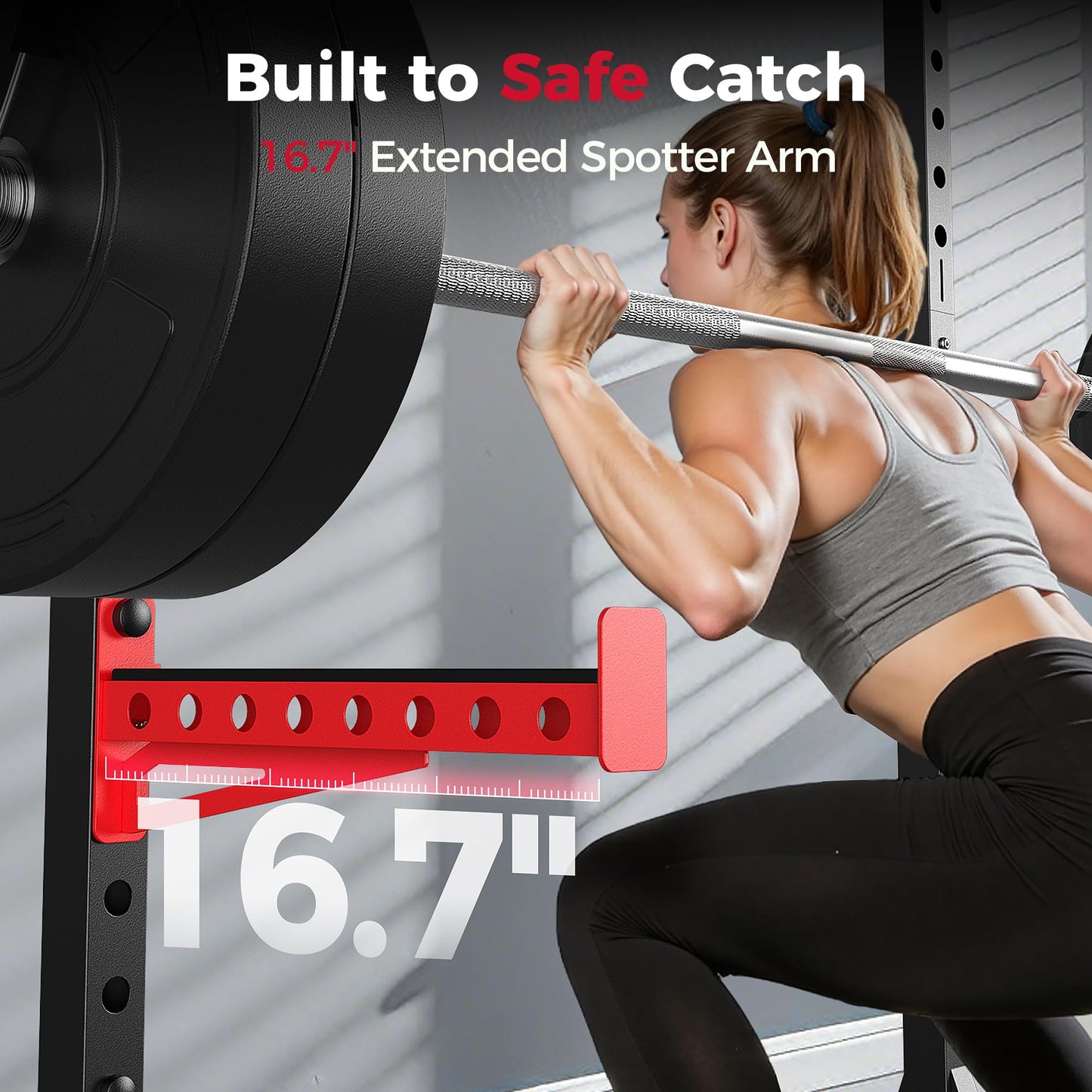 FLYBIRD SR1 Squat Rack with Pull-Up Bar, Multi-Functional Power Rack for Home Gym, 22 Safety Position Height & Adjustable Width for 6/7ft Barbells, Includes Extended J-Hooks & Landmine Attachment