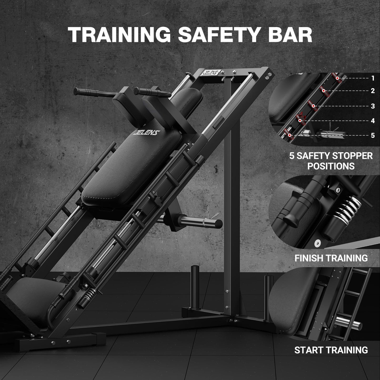 JELENS Leg Press Hack Squat Machine, Leg Machine for Home Gym with Linear Bearing, L11 Professional Adjustable Leg Exercise Machine, Lower Body Workout