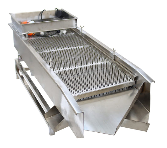 TECHTONGDA Straight Vibrating Sieve Screen Shaker Electric Linear Sifter Machine Stainless Steel Two Layers Two Motors 10mm 5mm Screen Size 15.7×37.4inch 110V