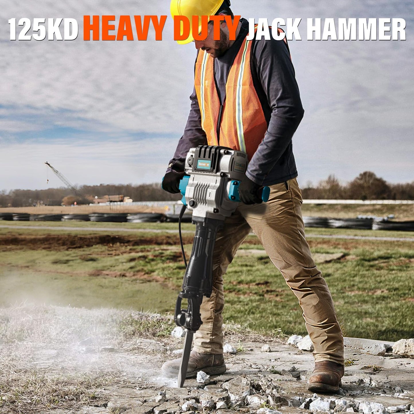Berserker 55-Pound 1-1/8" Hex Shank Breaker Hammer, 2100W 17-Amp Heavy Duty Concrete/Pavement Demolition Jack Hammer with Carrying Case Bull Point Chisel & 2 Flat Chisel