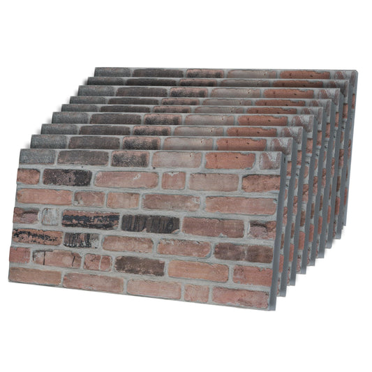 3D Faux Brick Wall Panels – Lightweight Styrofoam Cladding for Interior & Exterior Use | DIY Decorative Panels | 9 Pack (40"x20") | Ideal for Living Room, Kitchen, Outdoor Walls Earthcore