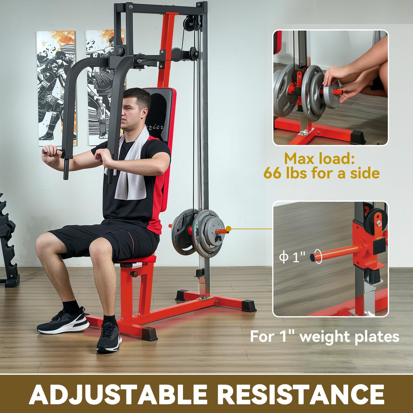 Soozier Chest Fly Machine and Chest Press Station, Delt Machine Home Gym Equipment for Chest, Back, Pectoral, Rear Deltoid and Shoulder Training, Red