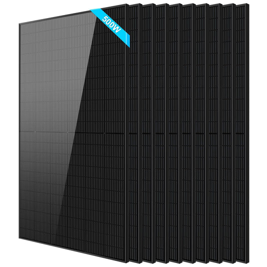 SUNGOLDPOWER 10PCS 500W Solar Panels Monocrystalline UL 61730, Grade A Solar Cell, Waterproof IP68, High Efficiency Solar Panel On/Off Grid Supplies for RV, Tiny house, Marine, Household (Total 5000W)
