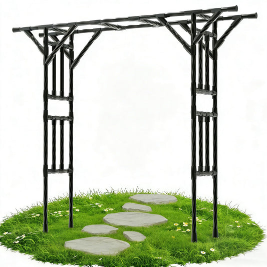 Trellume Garden Arch Trellis - 106.3" L×106.3" H Extra Large Flat Top Arbor Trellis with Coated Steel Pipe, Trellis for Climbing Plants Outdoor, Heavy Duty Abor Archway for Wedding Decor(25MM Pipe)