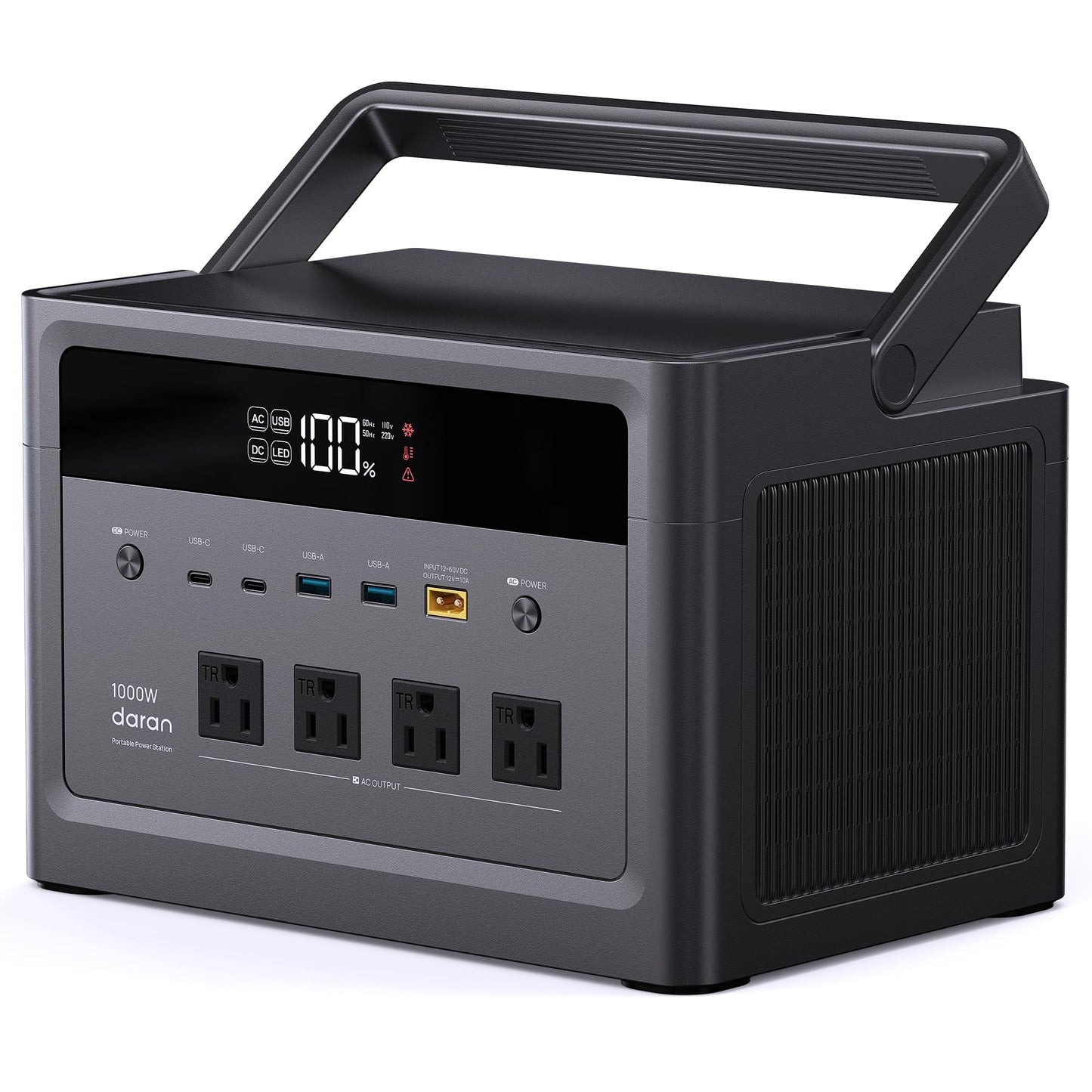 DARAN Portable Power Station 1000W, 576Wh Solar Generator with 4 AC Outlets (2000W Surge), 100W PD Fast Charge, LiFePO4 Battery Backup for Camping, RV & Home Use