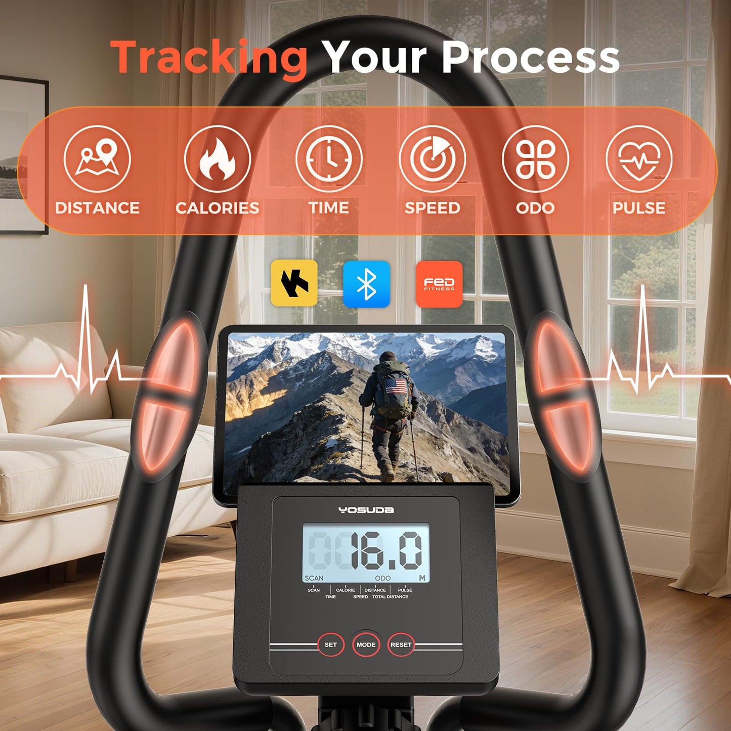YOSUDA Elliptical Exercise Machine, Compact 3-in-1 (Elliptical + Cardio Climber + Stair Stepper) Elliptical for Home with 45°Incline, 15.5IN Stride, 16 Levels Resistance, Support Kinomap/Fed APP