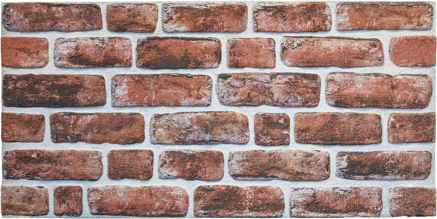 Dundee Deco 3D Wall Panels Faux Brick - Cladding, Mahogany Stone Look Wall Paneling, Styrofoam Facing for Living Room, Kitchen, Bathroom, Balcony, Bedroom, Set of 5, Covers 27 sq ft