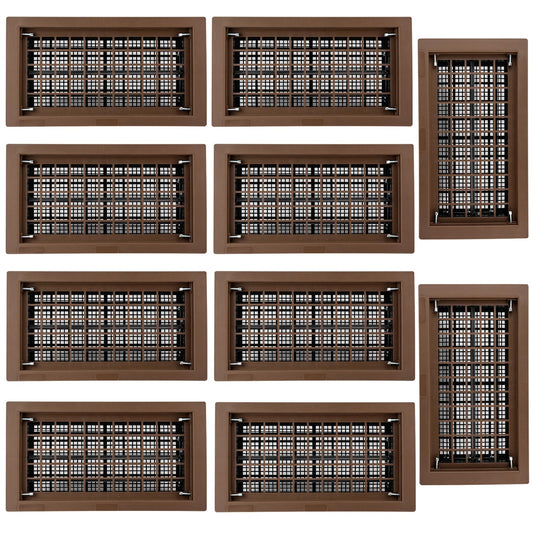 10 Pack 8" x 16" Automatic Foundation Vent for Ventilating Crawl Space Replacement Auto Air Vent, Brown