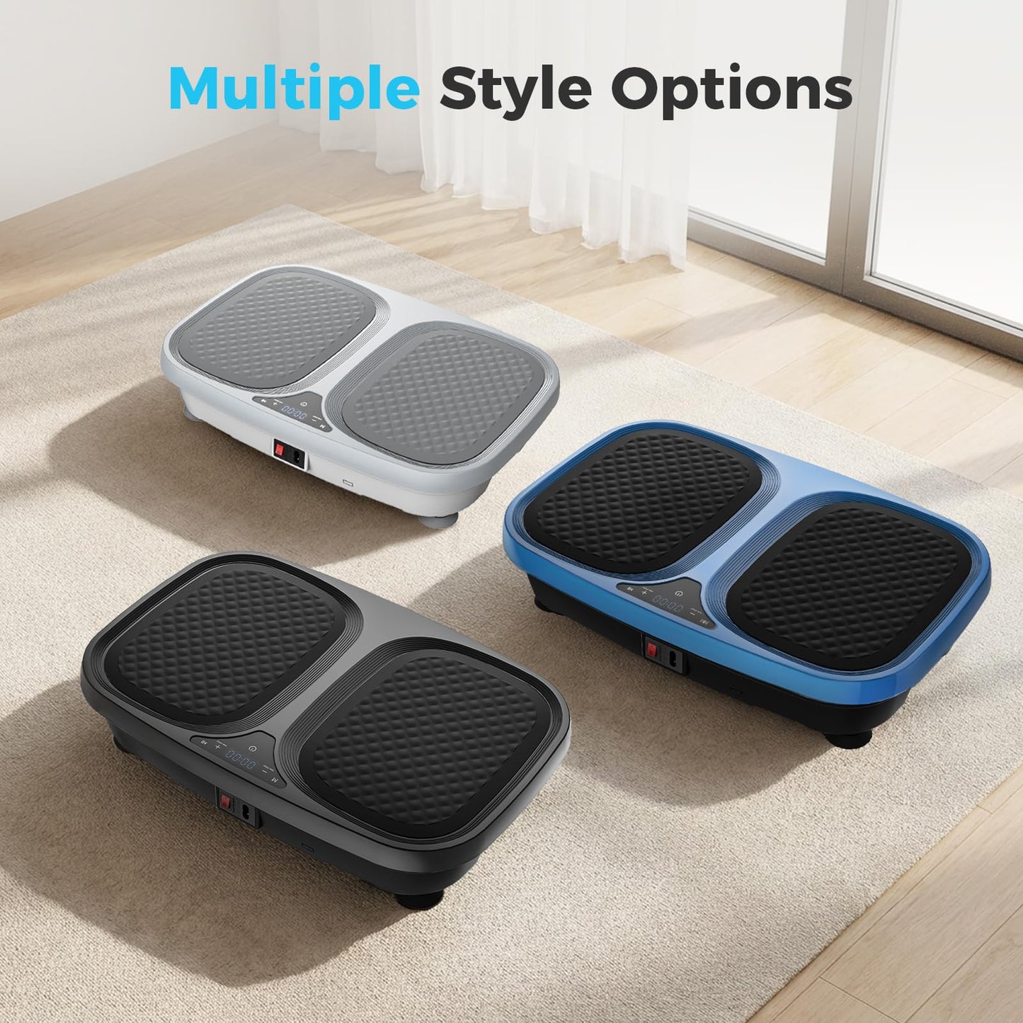 OLIXIS Vibration Plate Exercise Machine with 9 Auto Modes, Full Body Workout Vibrating Platform with LED Touch Screen & Pull Ropes for Weight Loss, Home Gym Fitness Equipment for Women Men, Black