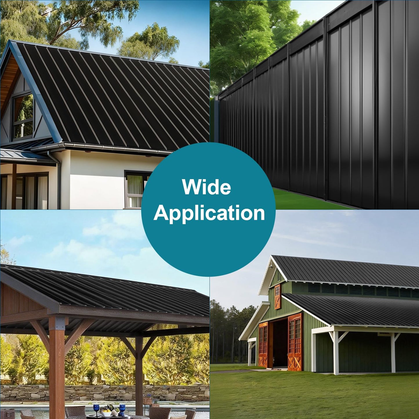 NeatiEase 10 Pcs Metal Roofing Panels, 8.1 Feet Corrugated Galvanized Roofing Panels Metal Siding Panels with Steel Screws for Pergola, Gazebo, Shed, Outdoor Storage, Chicken Coop,Garages (Black)