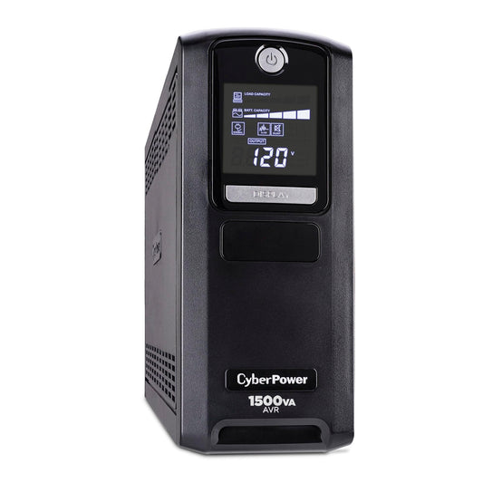 CyberPower LX1500GAVR Line‑Interactive UPS Battery Backup and Surge Protector, 1500VA/900W, AVR, 12 Outlets, LCD Display, Tower Design, UL Certified