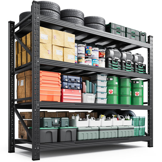 Letaya 3000LBS Storage Shelves Heavy Duty,70" H Garage Shelving Units, 4 Tier Adjustable Utility Rack Shelf,Large Metal Industrial Shelves,for Shop,Warehouse,Basement,Black (48" W x 24" D x 70" H)