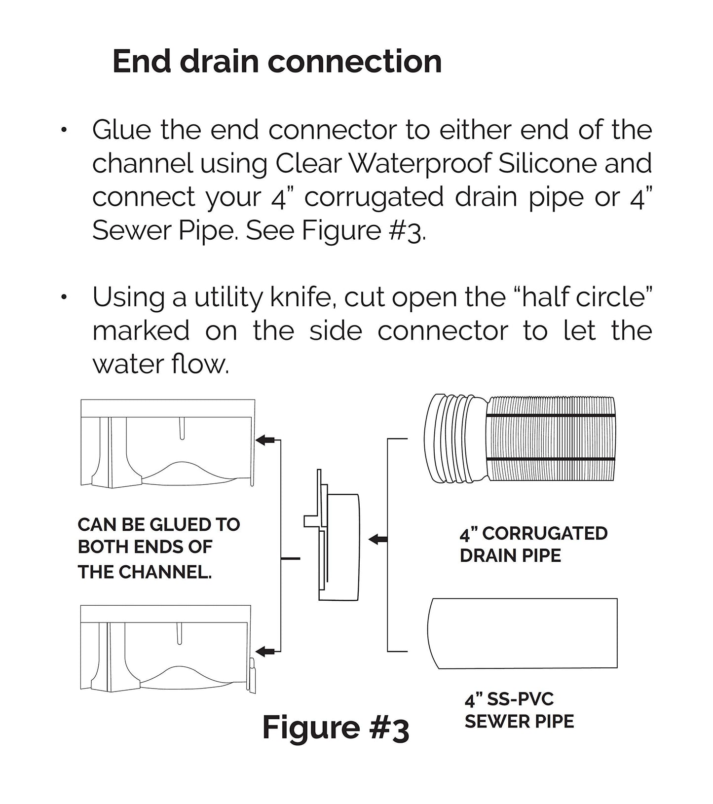 URA WATER - Model UA-100 - Drainage Trench Set - Channel Drain With Galvanized Steel Grate - 3 x 39" - (117" Total Length)