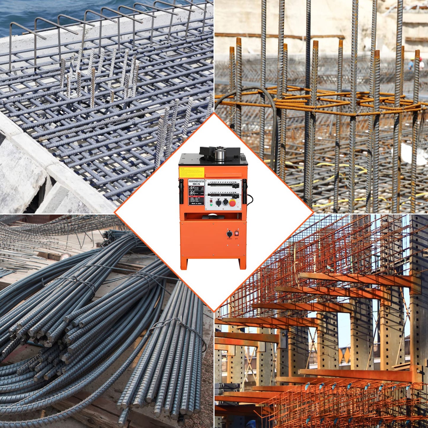Electric Rebar Bender & Cutter Machine Rebar Steel Bender 1''/25 mm Max Rebar Diameter, Bending Machine For Bending Rebar, Steel Bar, Steel Rod (1600W Rebar Bender and Cutter)