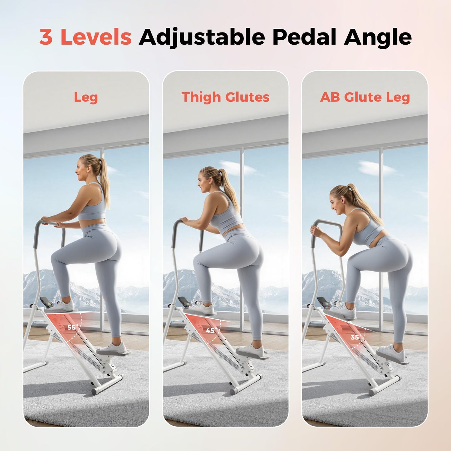 Steppers for Exercise at Home, 2.0 Step Machine 3-Level Adjustable Resistance, Stair Climber for Full Body Workout with Extra-Large Non-Slip Pedals, Holds Up to 350 lbs, Ideal for Women Men (White)