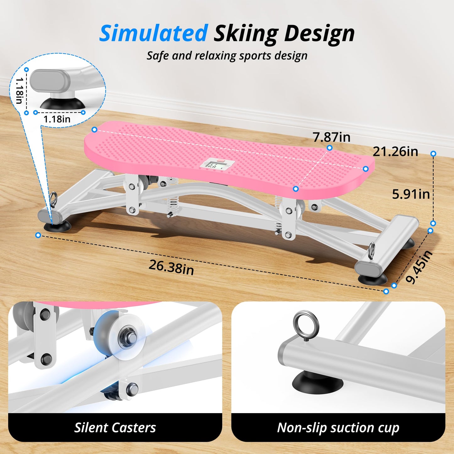 RYGEO Balance Board with Resistance Bands, Versatile Rocking Stepper, Wobble Board Featuring LCD Monitor, 332 lbs High-Capacity Ski Twister Trainer for Full Body Exercise at Home
