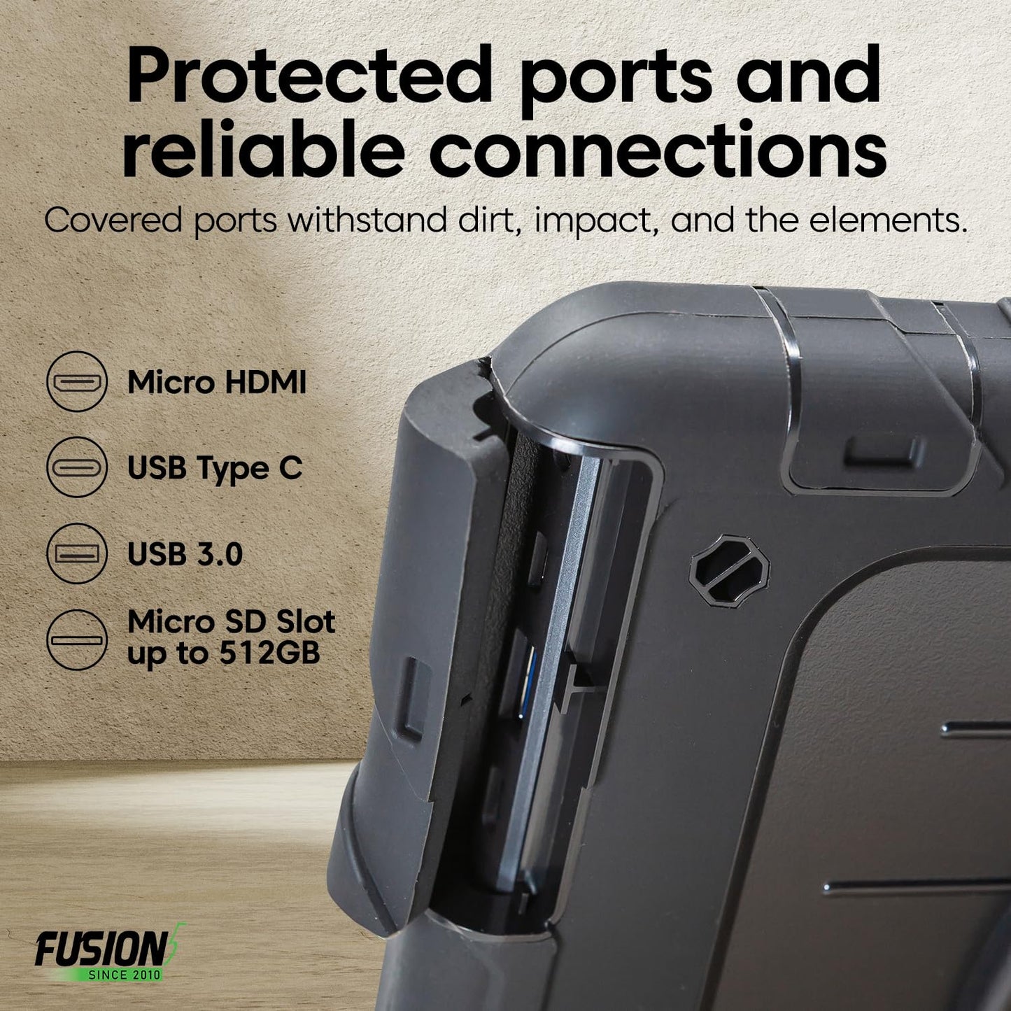 Fusion5 Built in USA 10.1” Windows 11 Professional Rugged Tablet PC - 12GB RAM, 512GB SSD, Intel 13th Gen, Full HD Windows Tablet Computer, HDMI, USB C - 2 Year Full Warranty with Accidental Damage