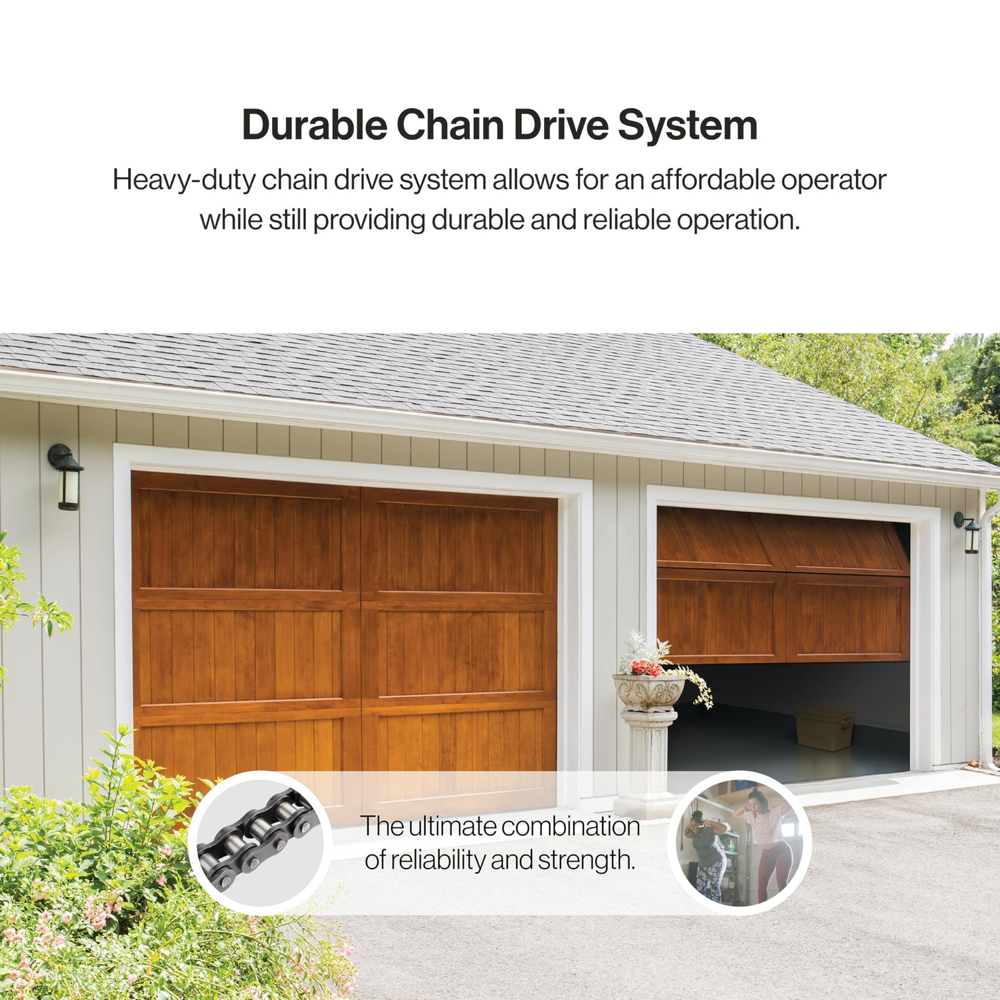 Genie ChainMax 1000 Garage Door Opener - Durable Chain Drive - Includes two 3-Button Pre-Programmed Remotes,Wall Console, Wireless Keypad, Safe-T-Beams - Model 3022-TKH, 140V DC Motor,Gray