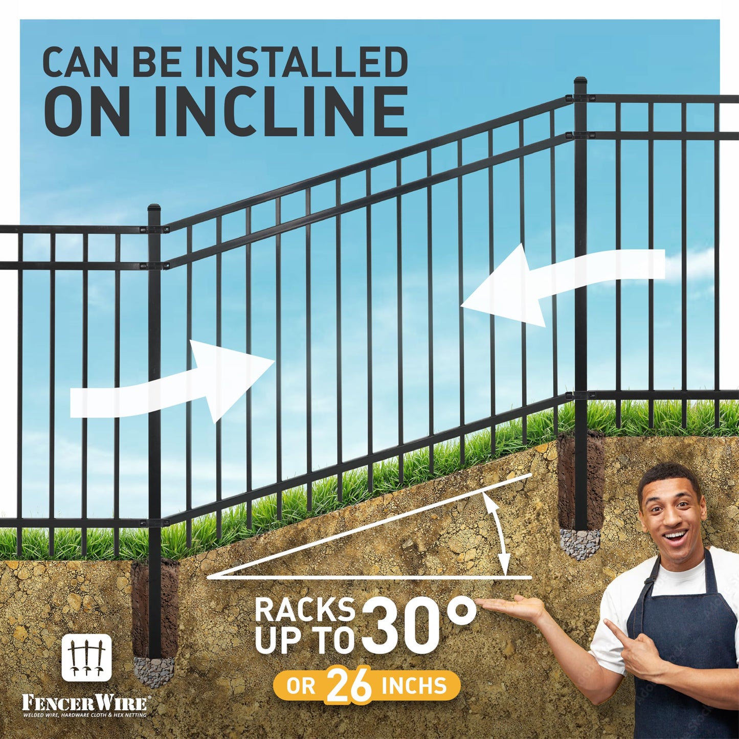 Fencer Wire 100FT Heavy Duty Flat Top Fence Barrier Kit, Anti-Rust Metal Steel Fence with 5FT Height X 8FT Width Panels, Gate, Posts, Connectors, Outdoor Fencing for Yard, Pool, Patio