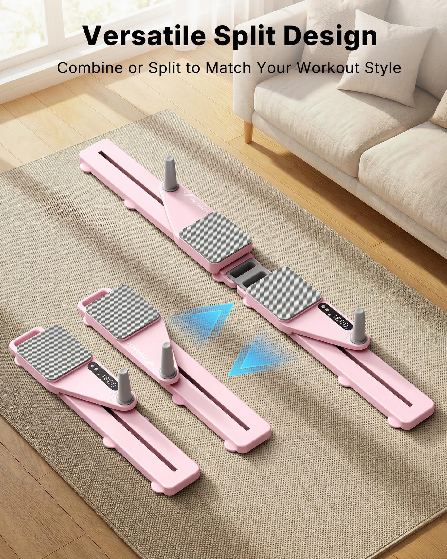 MERACH Pilates Board, Pilates Reformer Set with Timer and Resistance Bands, Portable Pilates Equipment for Home Workout, Ab Core Trainer Pilates Kit for Women and Beginners (Light Pink)