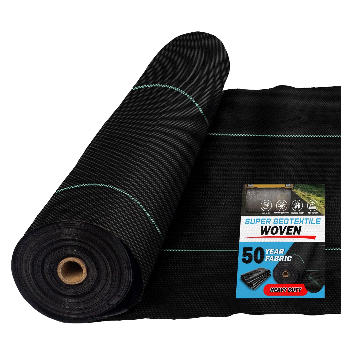 Super Geotextile Woven Geotextile Fabric for Driveway and Road Stabilization, Construction Underlayment, Erosion Control, Commercial Grade 50 Year for Gravel Roads and Pavers (20x30) Ships Folded