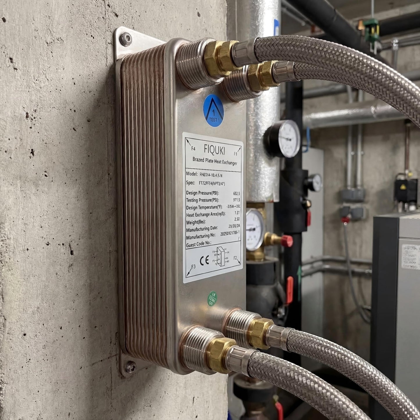 4"x12" 40 Plates SS316L/Copper Brazed Plate Heat Exchanger with 1" MPT Port - Water to Water for Water Heating, Floor Heating, Snow Melting, Commercial & Industrial Refrigeration(FHC028-40)