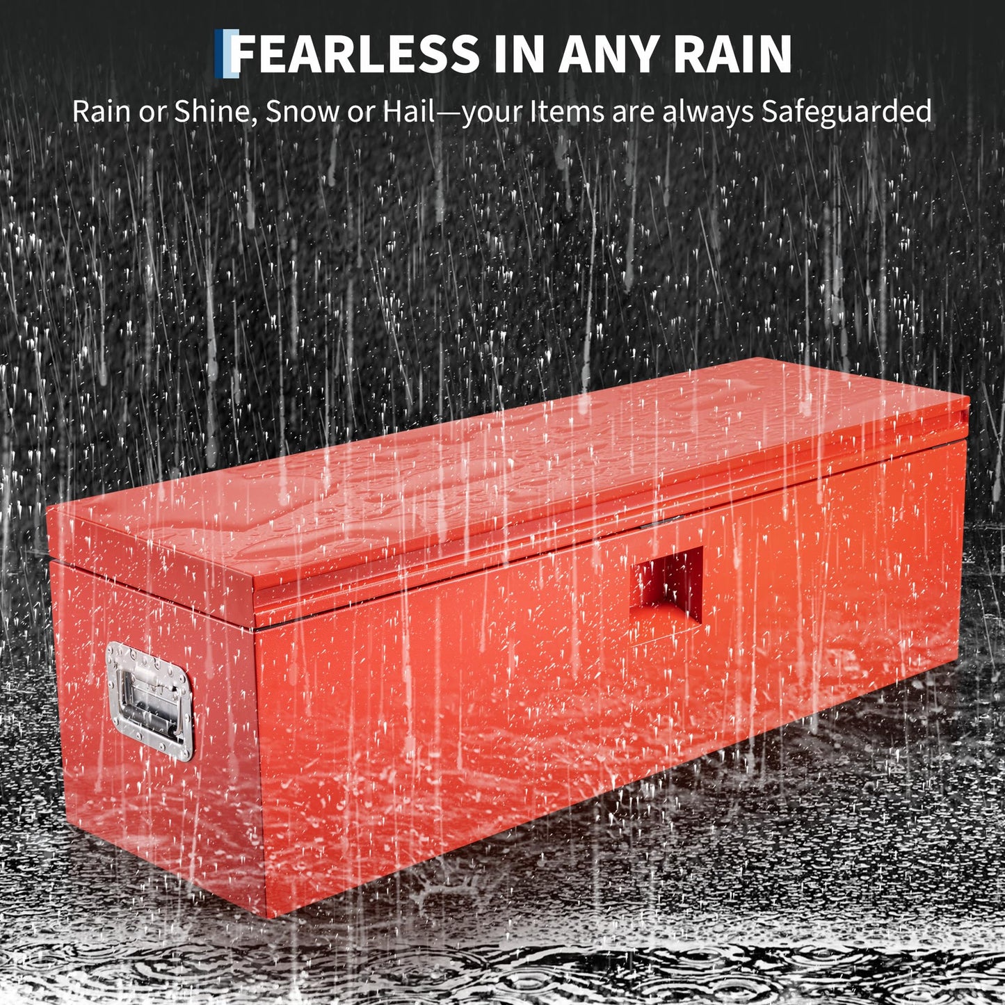 PeakPursuit Heavy Duty Steel Truck Bed Toolbox – 36x15 in Weatherproof Storage Chest, Dual Hydraulic Levers, Lock & Keys, Waterproof for Pickup, Trailer, RV, Garage, Workshop – Red