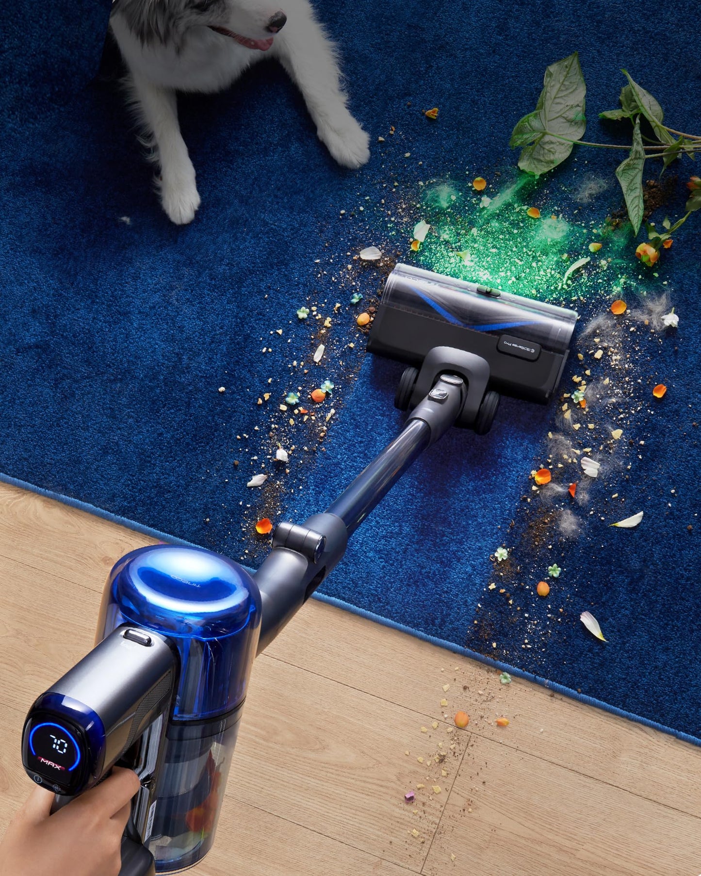 Tineco Pure ONE S70 Cordless Vacuum Cleaner, 200AW Powerful Suction, Up to 95min Runtime, Zero Tangle Brush,180° Foldable Tube, Stick Vacuum Cleaner for Pet Hair, Carpet & Hard Floor (Gray)