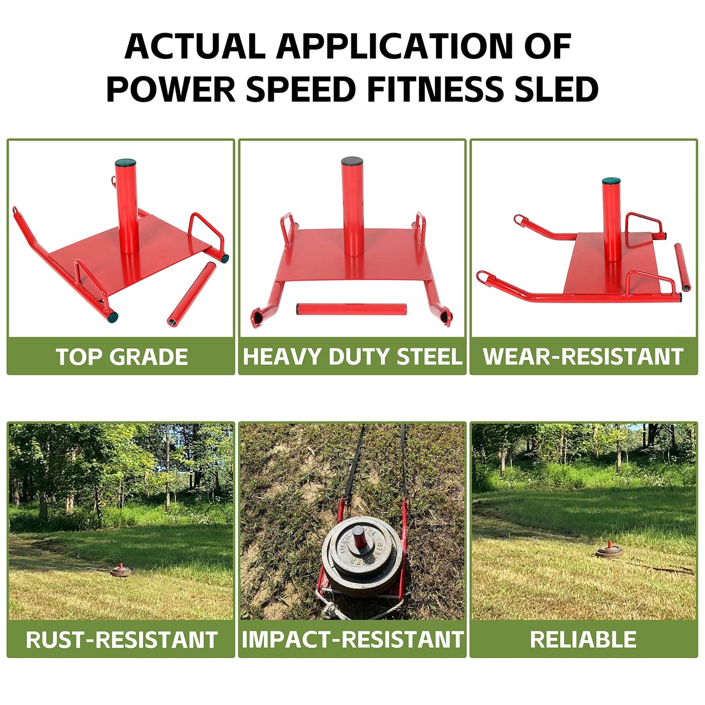 ECOTRIC Fitness Sled with Padded Harness for Athletic Exercise and Speed Improvement - Fits 1-2" Plates