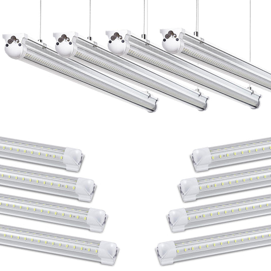 Skymoatled 8Pack 8FT LED Shop Light Garage Light,100W 5000K Daylight Color 15500LM Super Bright,Hanging or Surface Mount,Plug and Play,Linkable T8 LED Tube Lights for Garage,Warehouse, Workshop
