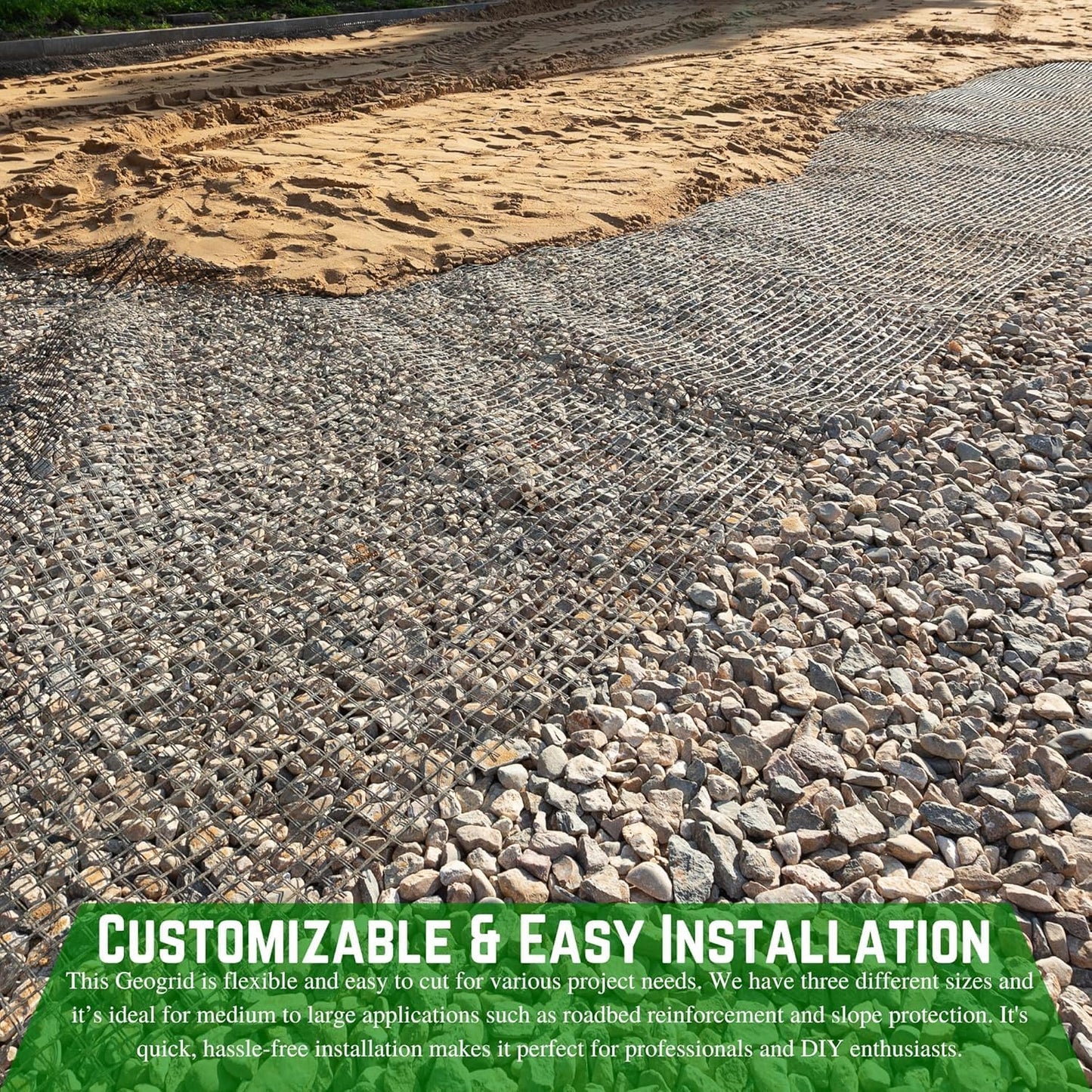Farm Plastic Supply - Retaining Wall Geogrid - Driveway Stabilization Grids, Gravel Grid Walls Geocell Geogrid for Retaining Wall (6.25' x 288')