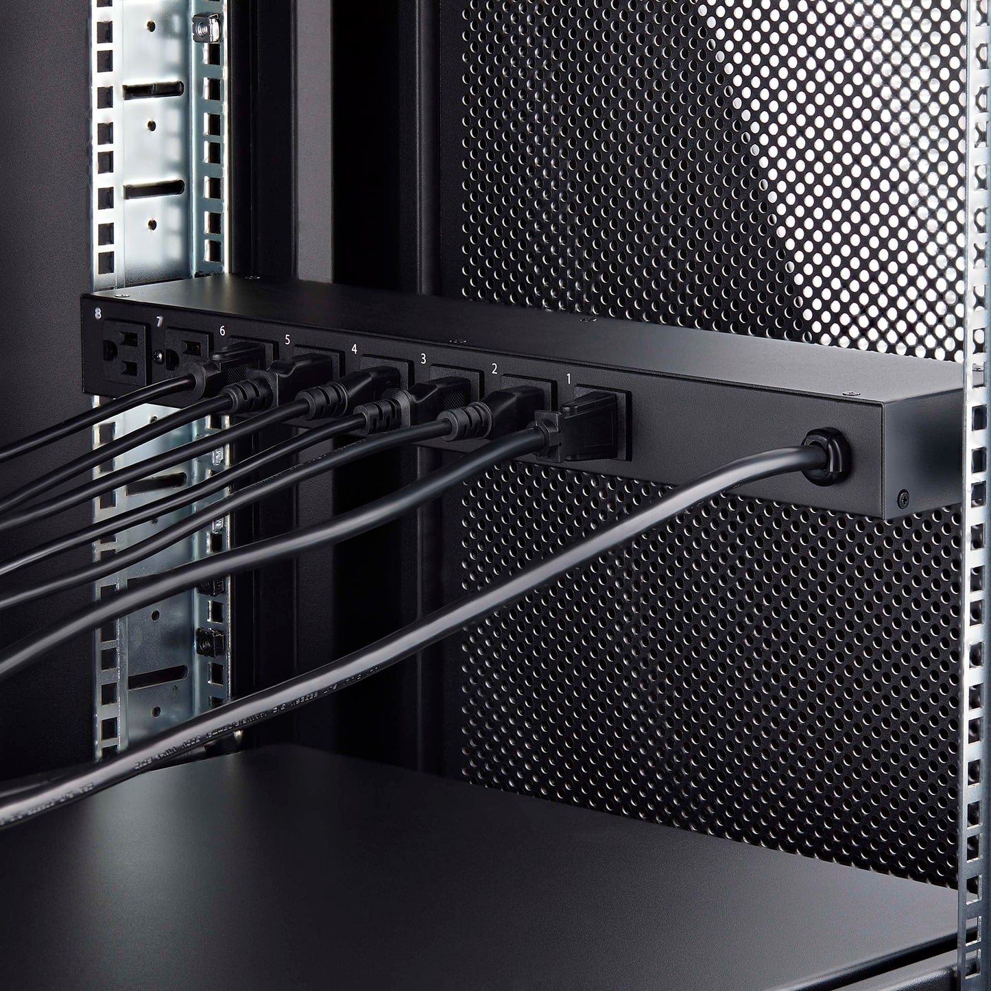 StarTech.com 8-Outlet Horizontal Rack Mount PDU, 1U Power Strip, Outlet On/Off Switches, 15A Breaker, 8ft/2.4m Cord NEMA 5-15, TAA