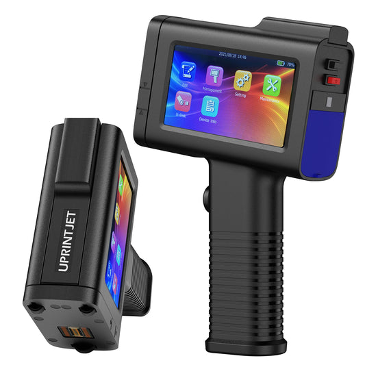 UPRINTJET Handheld Inkjet Printer BT-HH6105B2 with Photoelectric Sensor Inkjet Coder Quick-Drying Ink for Barcode QRcode Batch Number Logo Date Printing Machine Handheld Printer for Any Surface