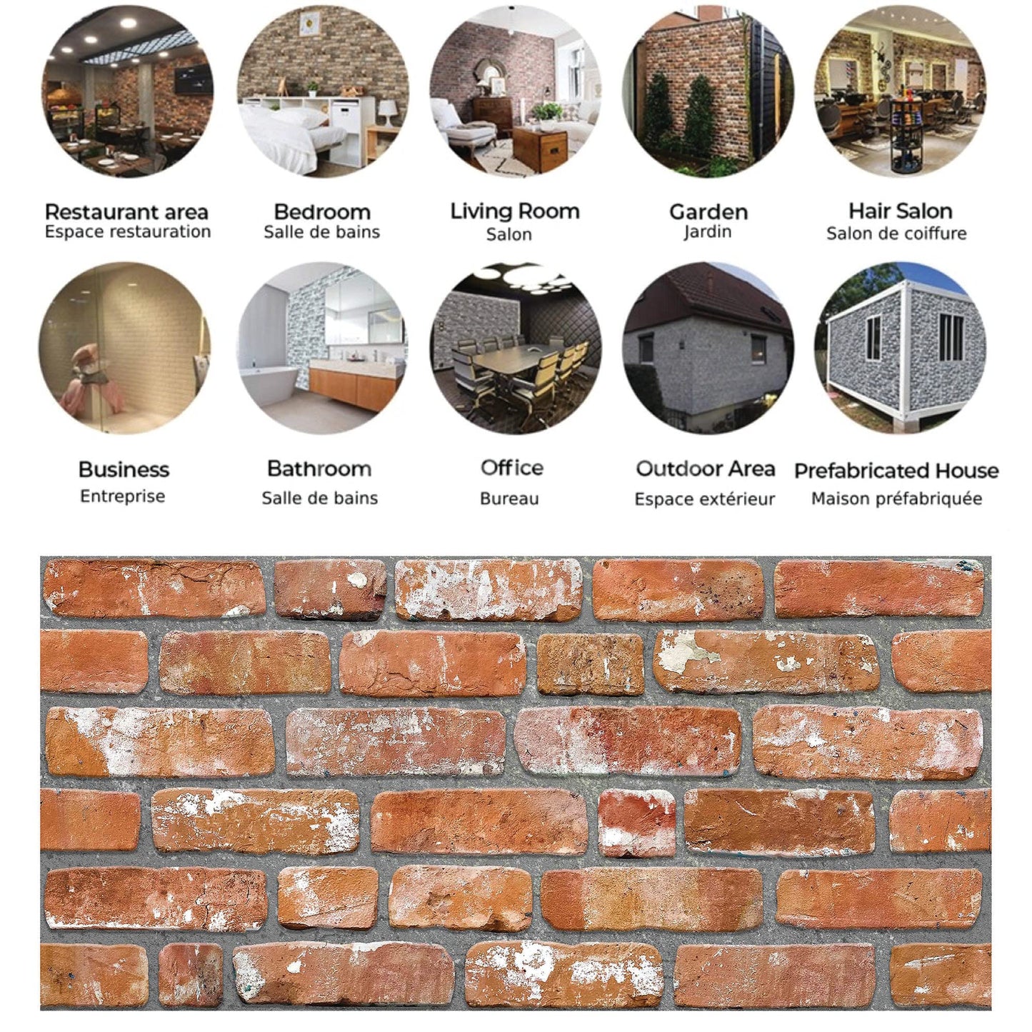 Dundee Deco 3D Wall Panels Faux Brick - Cladding, Red Orange Stone Look Wall Paneling, Styrofoam Facing for Living Room, Kitchen, Bathroom, Balcony, Bedroom, Set of 10, Covers 54 sq ft