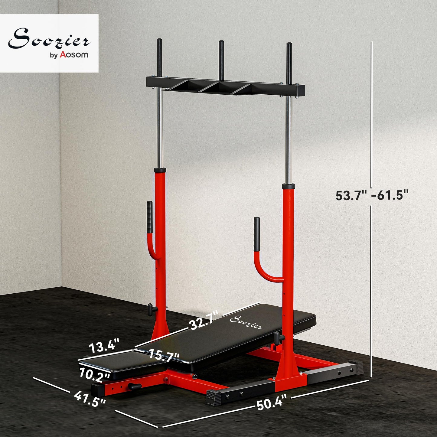 Soozier Vertical Leg Press Machine, 660LBS Capacity, Leg Strength Training Machine with Adjustable Leg, Back, and Head Positions for Home Gym, 1 inch Standard Plate Compatible, Red