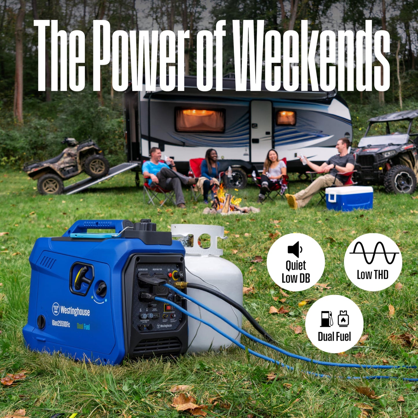 Westinghouse 2550 Peak Watt Super Quiet & Lightweight Portable Inverter Generator, RV Ready 30A Outlet, Gas and Propane Powered, CO Sensor, Parallel Capable, Long Run Time
