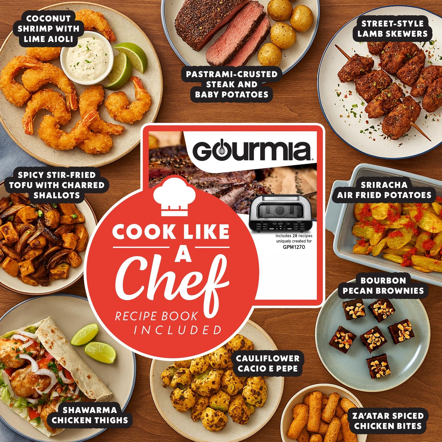 Gourmia Indoor Pizza Oven Air Fryer Toaster – 1800W Countertop Multi-Cooker with Pizza Stone, Digital Controls & 6 Presets, Stainless Steel