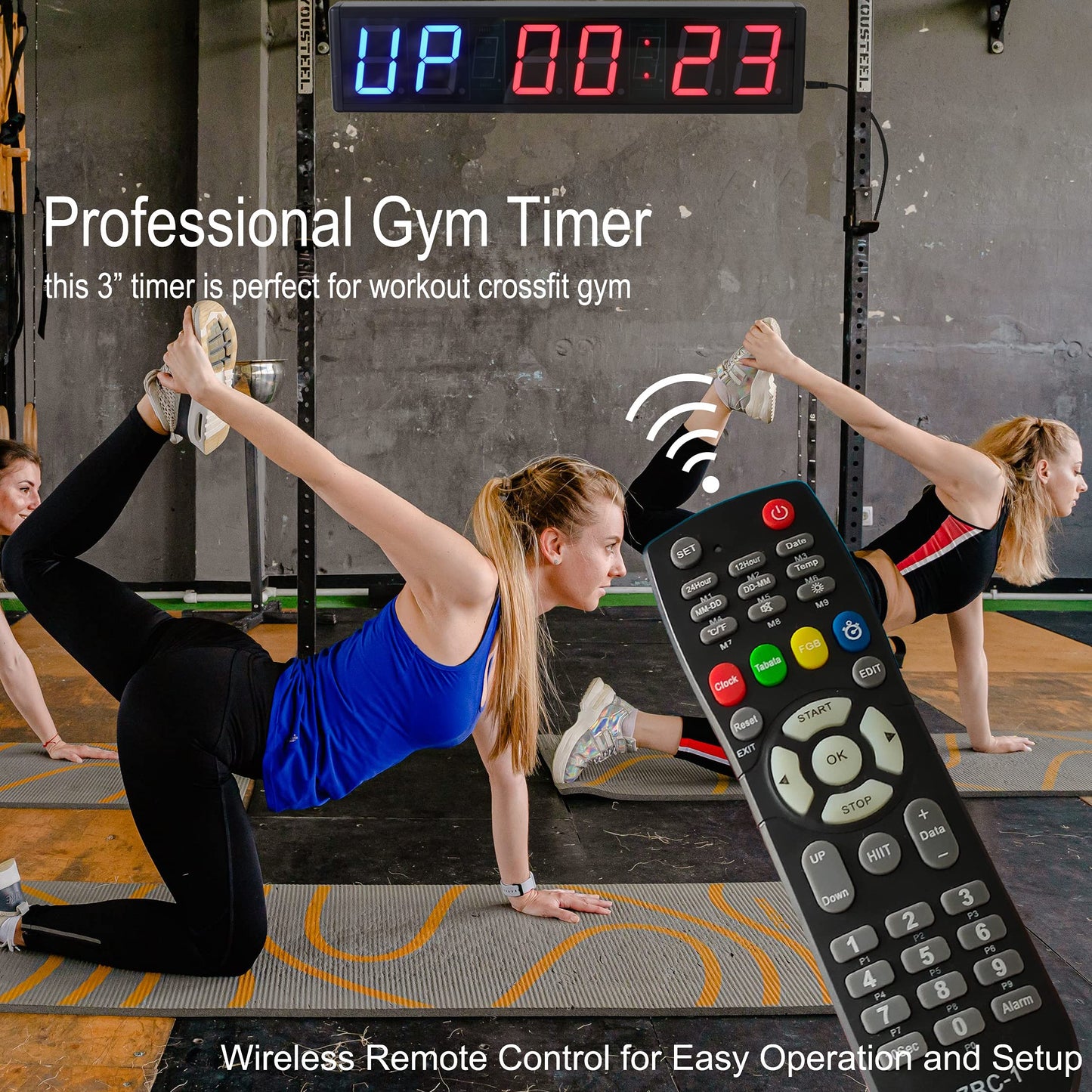 Ledgital Large Interval Gym Clock for Workouts Size 20x4.7in. Operated by Remote Control